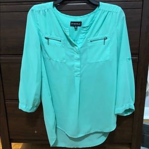TealHalf-Button Down Blouse